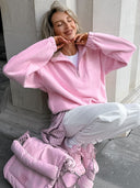 Phoebe | Casual Textured Pullover – Half Zip High Neck Long Sleeve