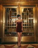 Piper | Velvet Strapless Mini – Satin Band A-Line Cocktail Party Occasion Dress