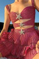 Presley | Starfish Cutout Mini Dress – Resort Pleated Tiered Ruffle Straps