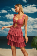 Presley | Starfish Cutout Mini Dress – Resort Pleated Tiered Ruffle Straps