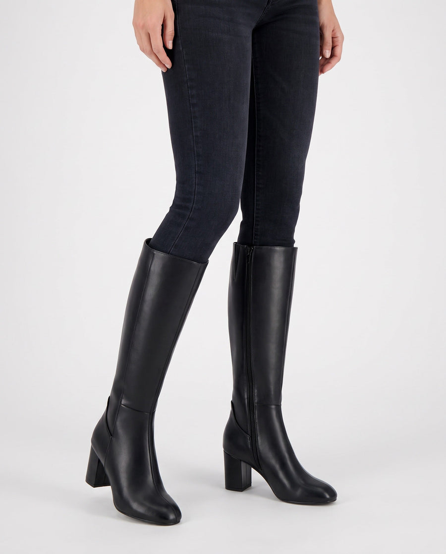 Priya | Knee High Boots – Winter Round Toe Block Heel Side Zip Tall Shaft