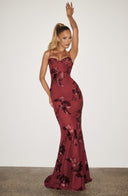 Quincy | Floral Maxi Dress – Sweetheart Neckline Thin Straps Embroidery