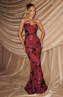 Quincy | Floral Maxi Dress – Sweetheart Neckline Thin Straps Embroidery