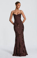 Quincy | Floral Maxi Dress – Sweetheart Neckline Thin Straps Embroidery