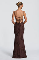 Quincy | Floral Maxi Dress – Sweetheart Neckline Thin Straps Embroidery