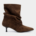 Rachael | Suede Effect Ankle Boots – Casual Pointed Toe Ruched Kitten Heel