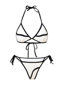 Raelyn | Contrast Trim Triangle Bikini Set – Ruffle Maxi Skirt Three Piece Beach Set