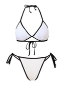 Raelyn | Contrast Trim Triangle Bikini Set – Ruffle Maxi Skirt Three Piece Beach Set