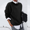 Rainier | Crew Neck Knit Sweater – Long Sleeve Drop Shoulder Ribbed Trim