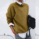 Rainier | Crew Neck Knit Sweater – Long Sleeve Drop Shoulder Ribbed Trim