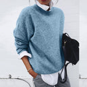 Rainier | Crew Neck Knit Sweater – Long Sleeve Drop Shoulder Ribbed Trim