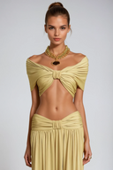 Ramona | WOff Shoulder Cut Out Set – Twist Knot Crop Top Maxi Skirt Summer