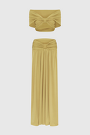 Ramona | WOff Shoulder Cut Out Set – Twist Knot Crop Top Maxi Skirt Summer