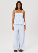 Raveena | Striped Pajama Set – Sleepwear Square Neck Button Front Wide Leg Pants