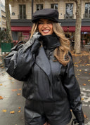Reagan | Oversized Moto Jacket – High Collar Long Sleeve Snap Cuffs