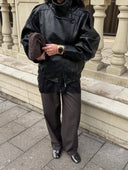 Reagan | Oversized Moto Jacket – High Collar Long Sleeve Snap Cuffs
