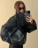 Reagan | Oversized Moto Jacket – High Collar Long Sleeve Snap Cuffs