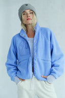 Regine | Sherpa Utility Jacket – High Neck Snap Front Zip Pockets