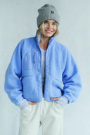 Regine | Sherpa Utility Jacket – High Neck Snap Front Zip Pockets