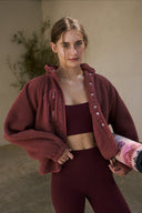 Regine | Sherpa Utility Jacket – High Neck Snap Front Zip Pockets