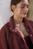 Regine | Sherpa Utility Jacket – High Neck Snap Front Zip Pockets