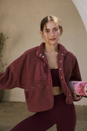 Regine | Sherpa Utility Jacket – High Neck Snap Front Zip Pockets