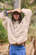 Regine | Sherpa Utility Jacket – High Neck Snap Front Zip Pockets