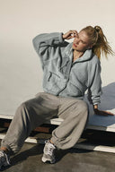 Regine | Sherpa Utility Jacket – High Neck Snap Front Zip Pockets