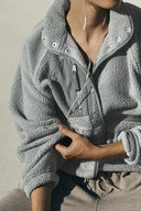 Regine | Sherpa Utility Jacket – High Neck Snap Front Zip Pockets