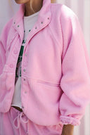 Regine | Sherpa Utility Jacket – High Neck Snap Front Zip Pockets