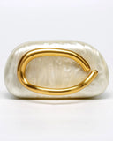 Rosa | Marbled Acrylic Clutch Bag – Evening Party Oversized Oval Handle