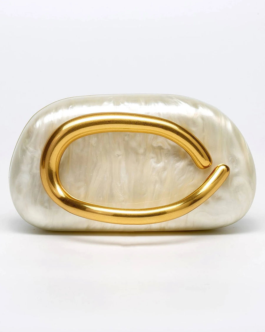 Rosa | Marbled Acrylic Clutch Bag – Evening Party Oversized Oval Handle