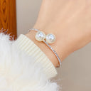 Rosanna | Pearl Bangle Bracelet – Evening Open Cuff Round Bead Statement
