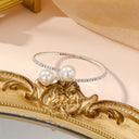 Rosanna | Pearl Bangle Bracelet – Evening Open Cuff Round Bead Statement