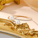 Rosanna | Pearl Bangle Bracelet – Evening Open Cuff Round Bead Statement