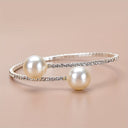 Rosanna | Pearl Bangle Bracelet – Evening Open Cuff Round Bead Statement