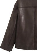 Rosemary | Oversized Aviator Jacket – Wide Lapel Button Front Cuff Trim