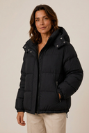Rosetta | Quilted Puffer Jacket – Winter Hooded Zip Front Oversized Long Sleeve