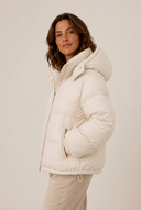 Rosetta | Quilted Puffer Jacket – Winter Hooded Zip Front Oversized Long Sleeve