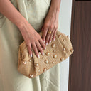 Rowana | Woven Beaded Clutch Bag – Evening Box Pleated Frame Closure