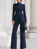 Roxana | Tailored Three Piece Set – Casual Blazer Vest Wide Leg Pants