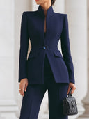 Roxana | Tailored Three Piece Set – Casual Blazer Vest Wide Leg Pants