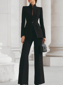 Roxana | Tailored Three Piece Set – Casual Blazer Vest Wide Leg Pants