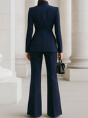 Roxana | Tailored Three Piece Set – Casual Blazer Vest Wide Leg Pants