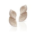 Ruby | Pavé Crystal Leaf Stud Earrings – Double Panel Statement Party Jewellery