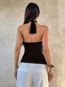 Sabrina | Ruffle Halter Top – Sheer Layered Sleeveless Party Blouse
