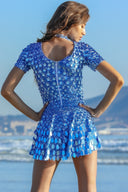 Sadie | Crystal Mirror Mini – High Neck Mixed Paillette Sequin Festival Party Dress