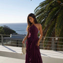 Samara | Pleated Ruffle Maxi Dress – Halter Neck Evening Layered Front