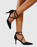 Saskia | Pointed Toe Pumps – Cross Strap Buckle Stiletto