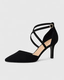 Saskia | Pointed Toe Pumps – Cross Strap Buckle Stiletto
